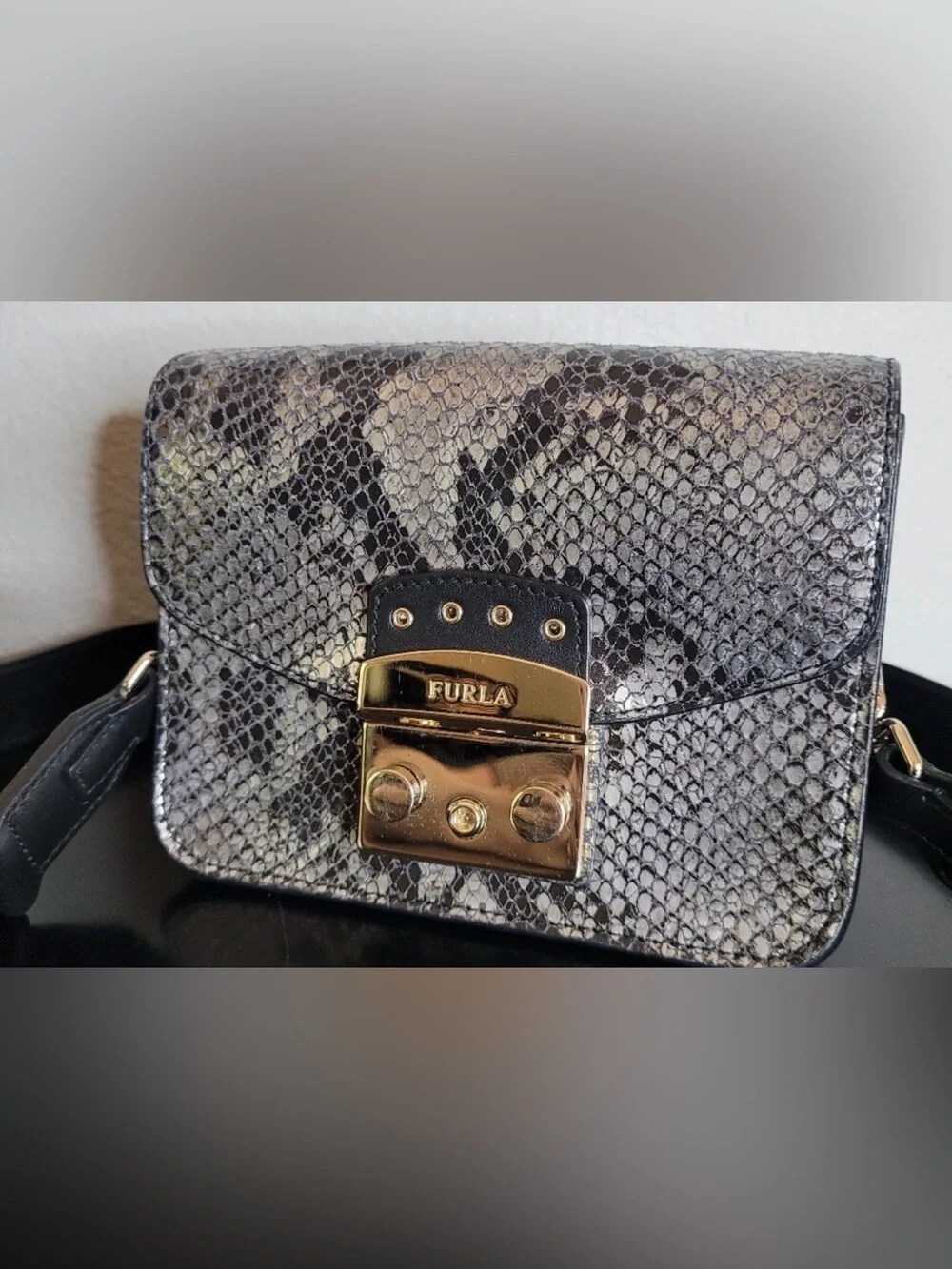 Furla Metropolis Snakeskin Embossed Mini Crossbody Bag